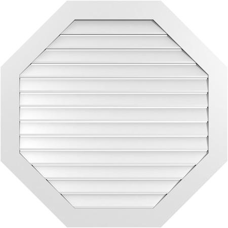 Ekena Millwork Octagonal Surface Mount PVC Gable Vent: Functional, w/ 3-1/2"W x 1"P Standard Frame, 42"W x 42"H GVPOC42X4201SF